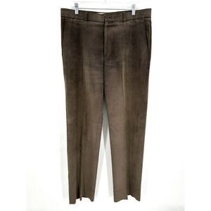 LINEA NATURALE Men's Brown Corduroy Straight Leg Dress Pants Size 35